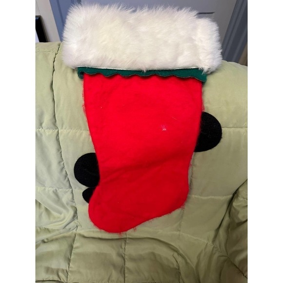 Vintage Disney Mickey & Minnie Christmas Stocking Felt Red and Green Holiday HTF - Picture 2 of 2